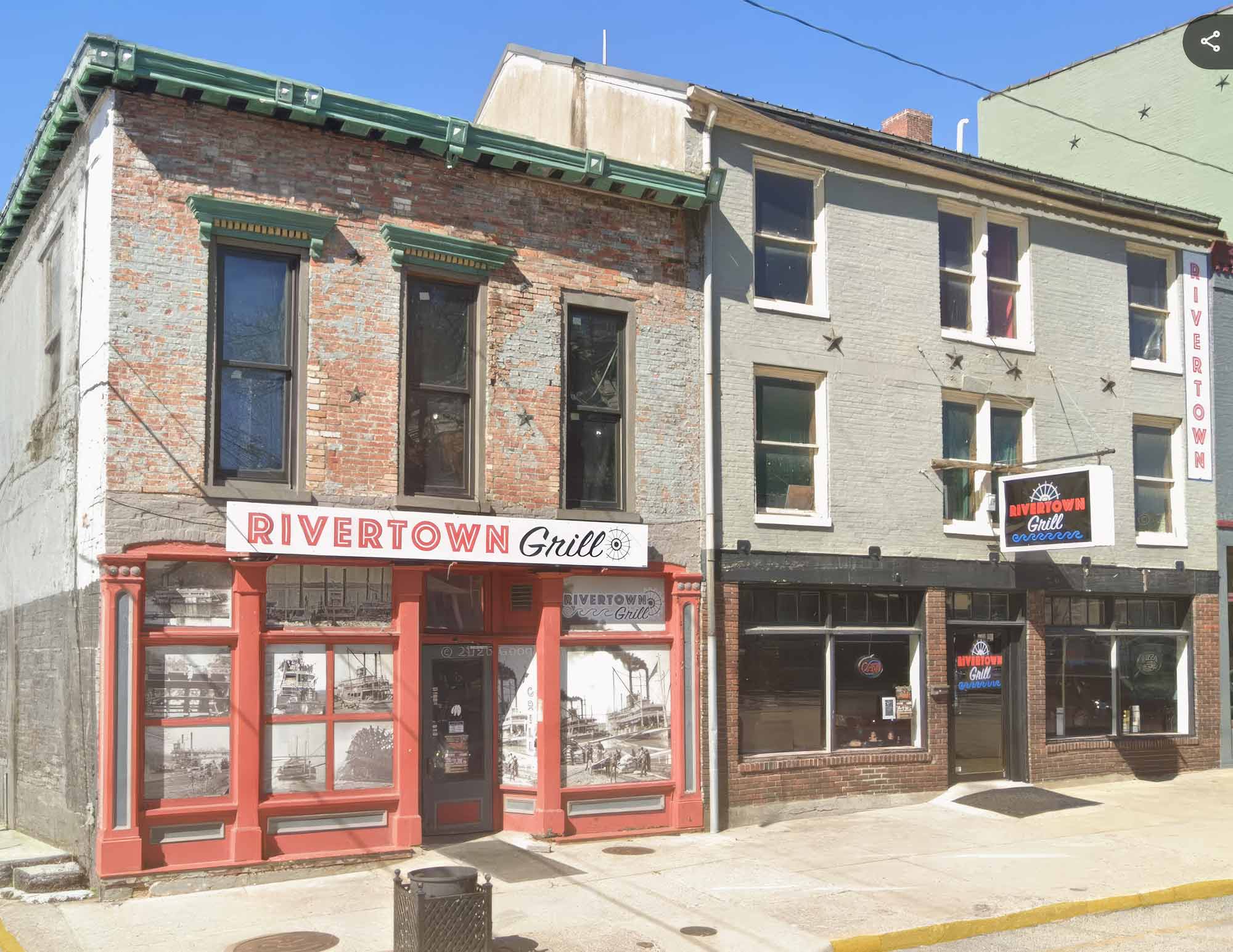 Rivertown Grill exterior in downtown Madison, Indiana.